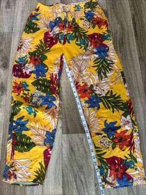 Yellow Tropical Floral Pants